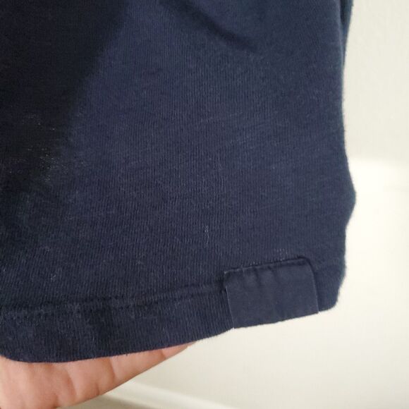 True Religion Men's Tee Large Navy Blue Embroidered Horseshoe Logo Crewneck Long - Picture 6 of 10